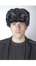 Nerzpelz Mütze in russischem Stil - Mütze aus Reste oder Stücke von Nerzpelz- Schwarz